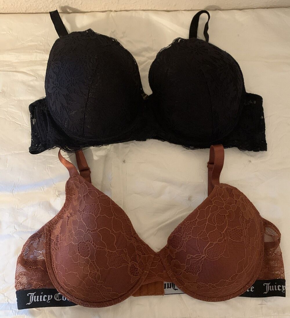 Juicy Couture Bra 40C Black & Copper Lace Floral Adjustable Bundle